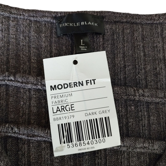 Buckle Black Women Oversize Dark Grey Vneck Sweater Shortsleeve Stretch Sz L NWT - Picture 10 of 11